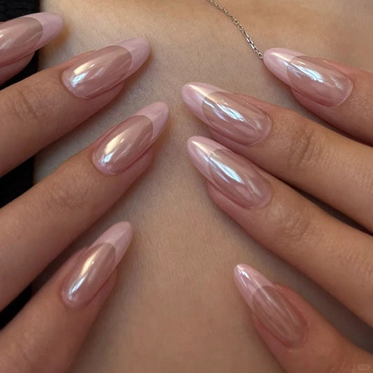 Hot-selling Coating Explosive French Pink Short Almonds press-on nails